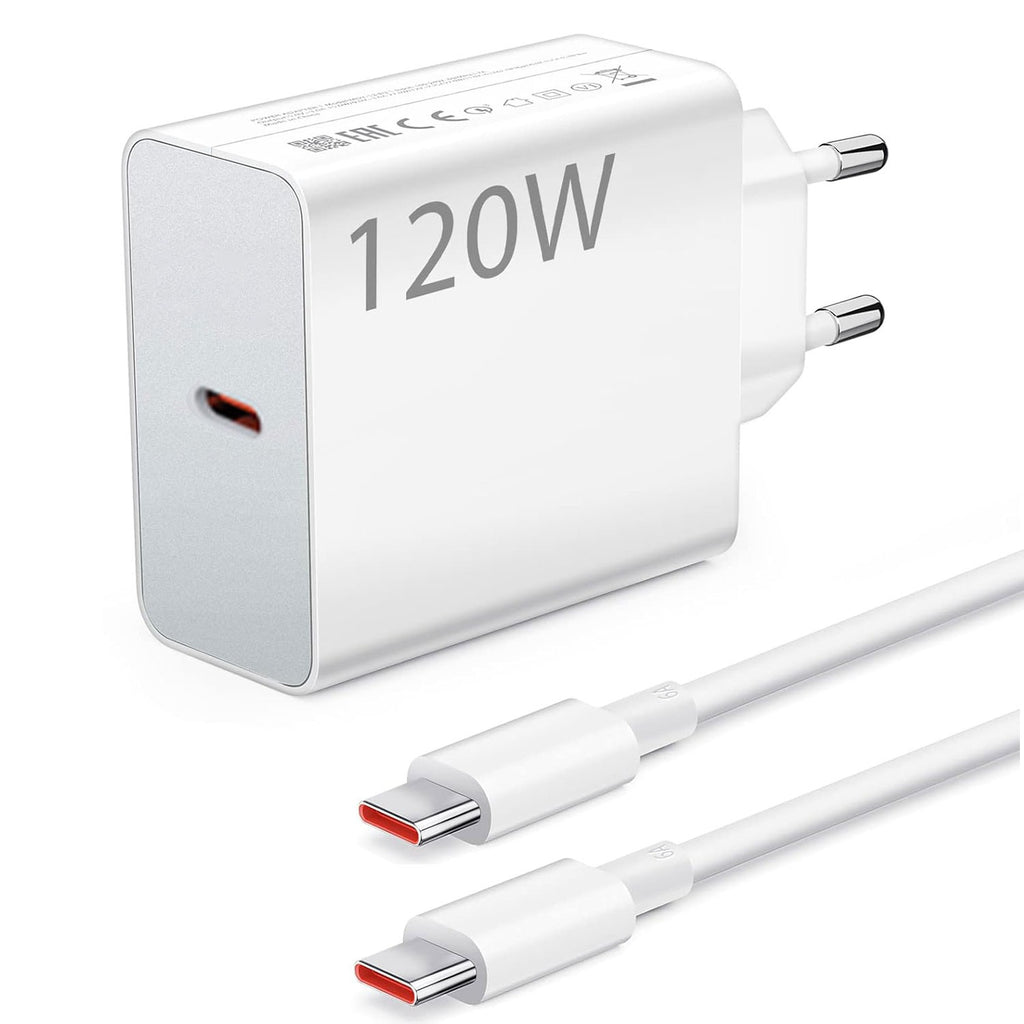 Xiaomi 120W Fast Charger with Type-C Cable | USB-C PD & QC Quick Charging Adapter
