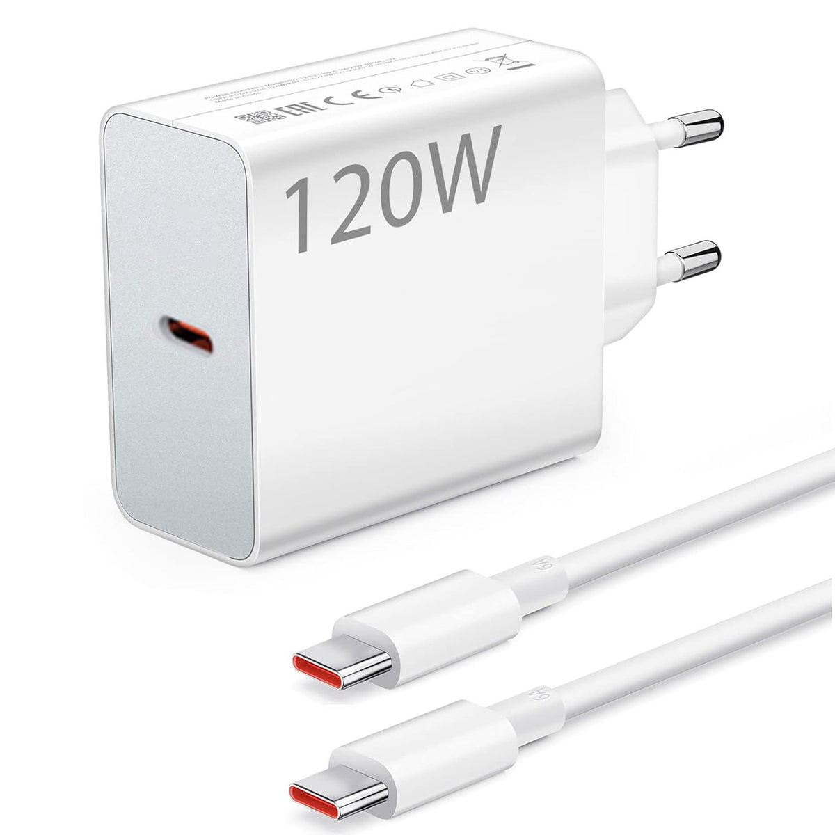 Xiaomi 120W Fast Charger with Type-C Cable | USB-C PD & QC Quick Charging Adapter