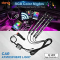 Car Atmosphere Light 12 LED | Smart RGB Ambient Interior Lighting | App-Controlled Footwell Light | 12V