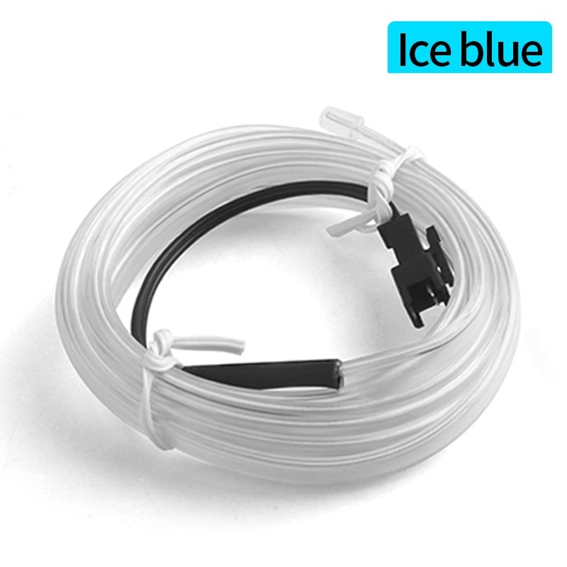 2M Flexible EL Wire Car Interior Ambient Light | Ice Blue Neon LED Strip | 12V Cigarette Lighter Powered