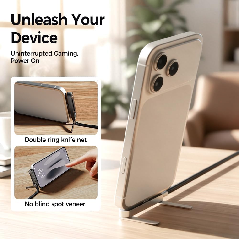 2-in-1 USB-C to USB-C 240W Fast Charging Cable with Phone Stand | 1.5M Nylon Braided Cable
