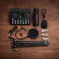 V10 BM-800 Podcast Condenser Microphone Kit | Live Sound Card | Scissor Arm Stand | Professional Recording Set