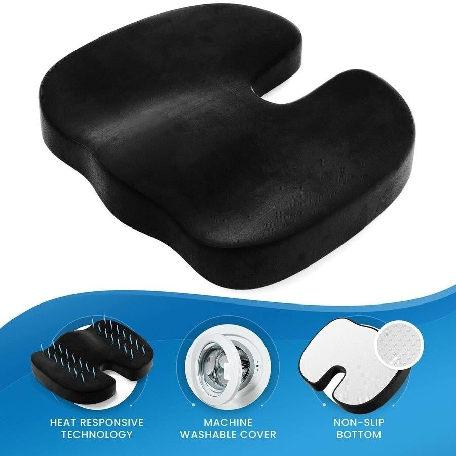 Orthopedic Wedge Seat Cushion | Memory Foam Coccyx Support Cushion | Non-Slip Car & Office Chair Pad