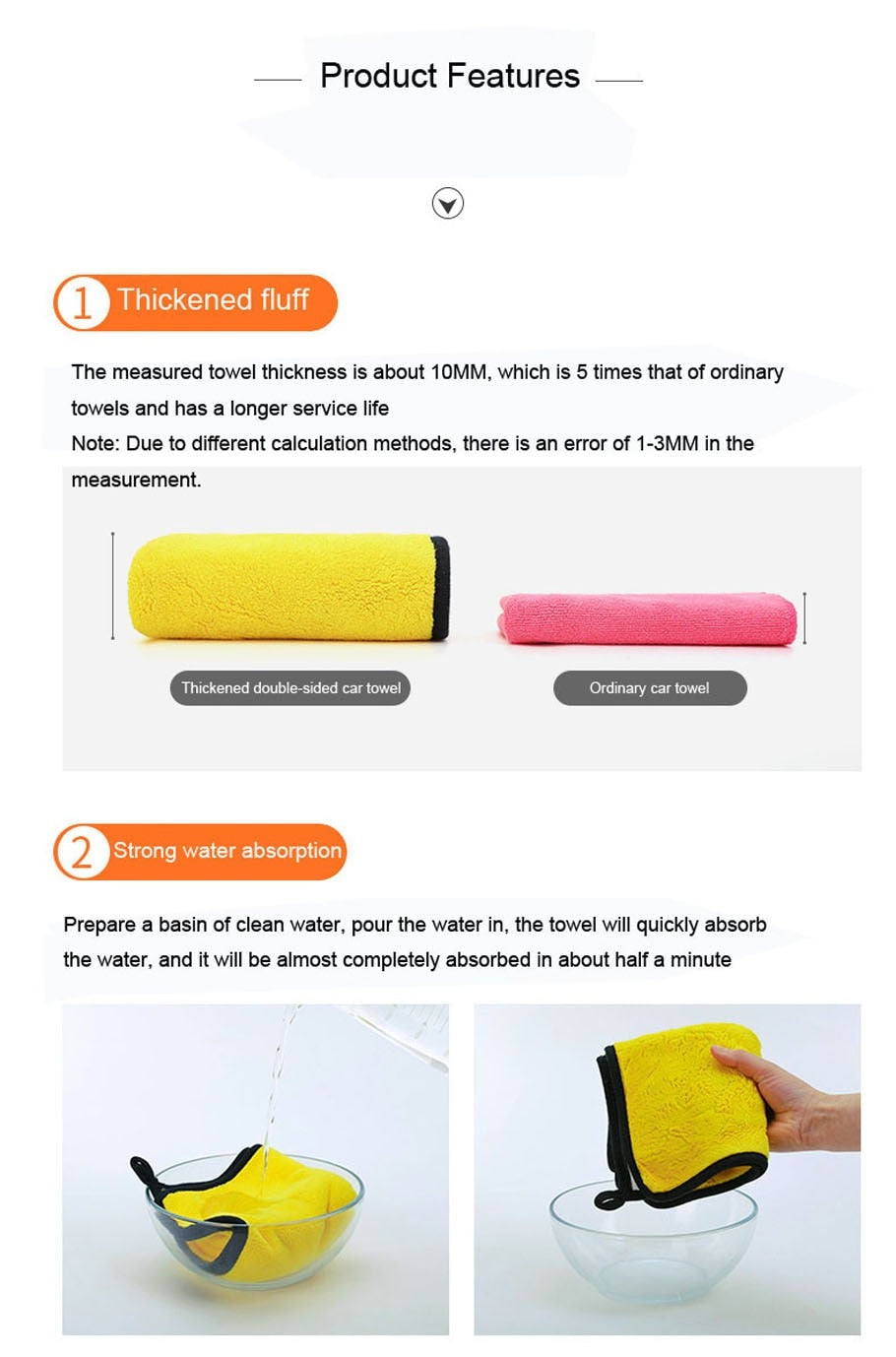 Microfiber Car Cleaning Towel 40×40cm | 800 GSM Double-Sided Auto Detailing Cloth | Car Wash & Wax Duster