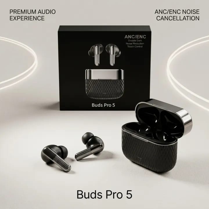 Buds Pro 5 Wireless Bluetooth Earbuds | HD Sound | Touch Control | Noise Reduction TWS Earbuds