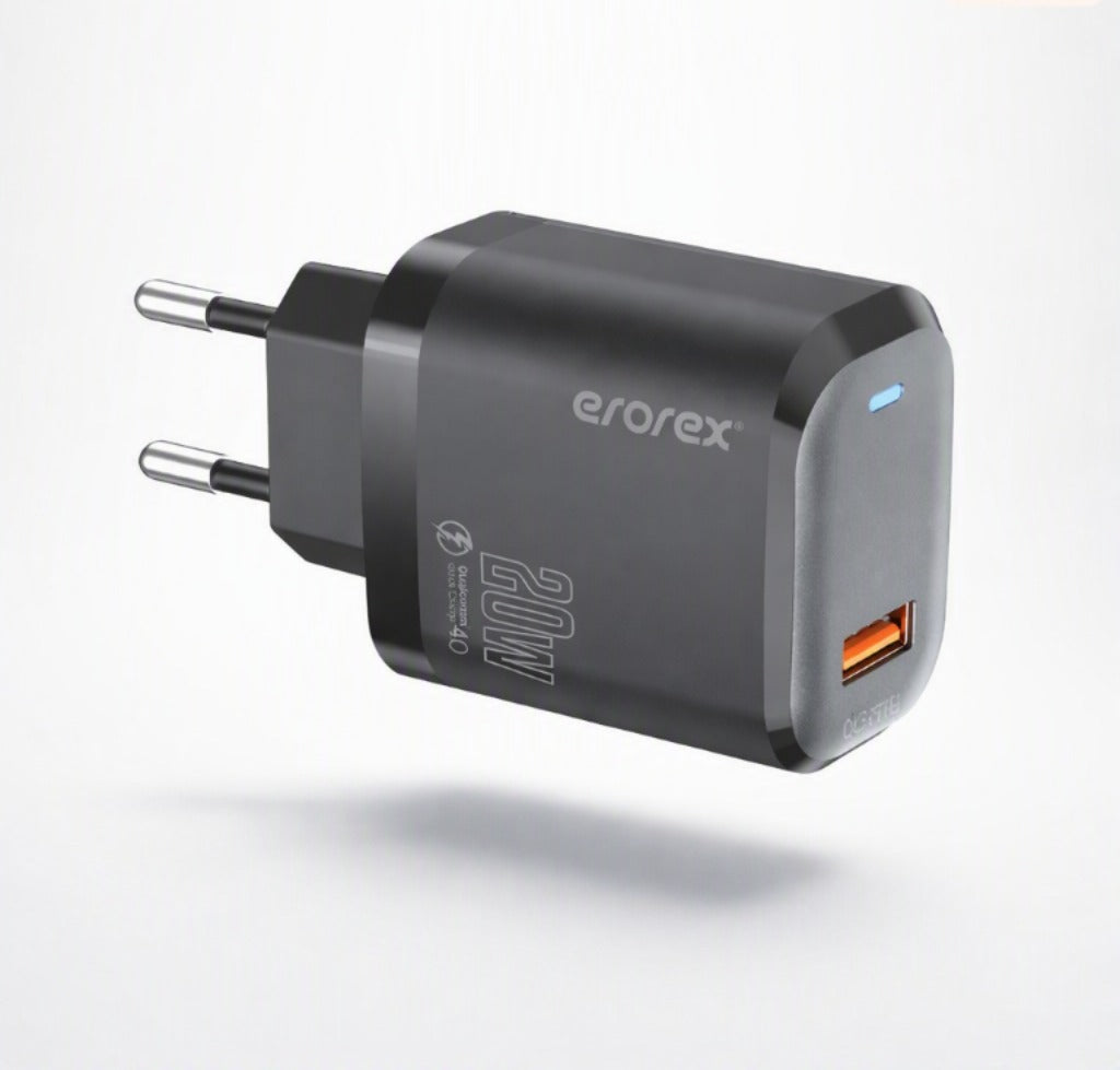 Erorex 20W Fast Charger Adapter with Cable | QC 20W USB Fast Charging for Android & iPhone