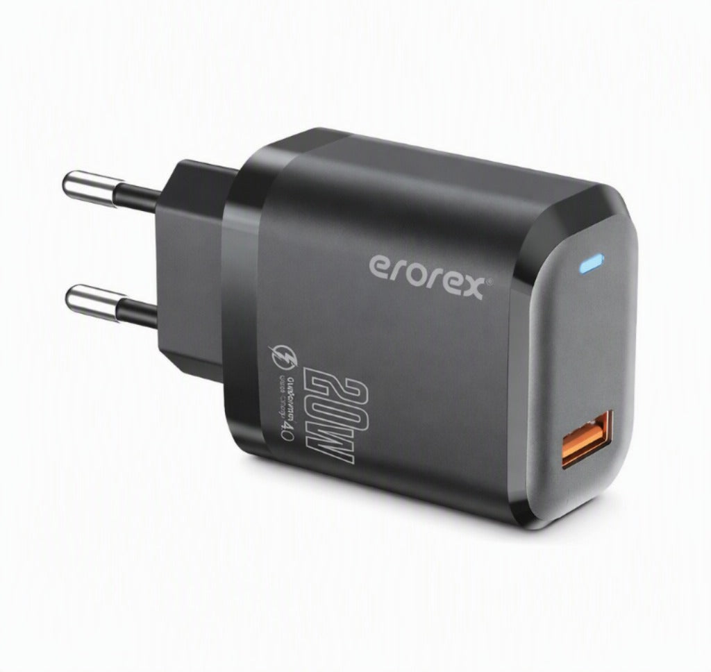 Erorex 20W Fast Charger Adapter with Cable | QC 20W USB Fast Charging for Android & iPhone