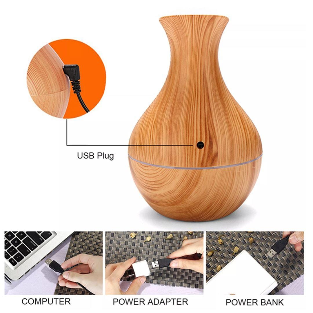 Mini Ultrasonic Aroma Diffuser & Humidifier | Cool Mist Essential Oil Diffuser | LED Night Light | Home & Office