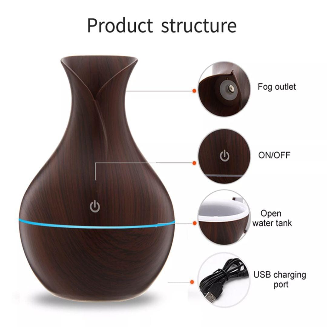 Mini Ultrasonic Aroma Diffuser & Humidifier | Cool Mist Essential Oil Diffuser | LED Night Light | Home & Office