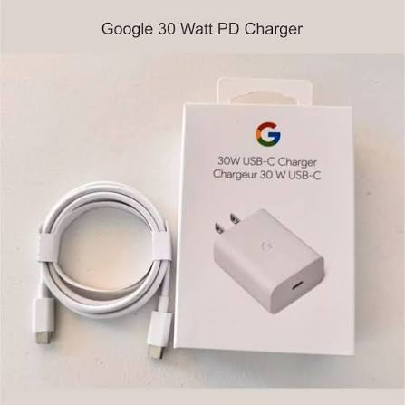 Original Google 30W USB-C PD Fast Charger with USB-C to USB-C Cable for Google Pixel 9/8/7/6 Series, Pixel Fold, Tablets & USB-C Devices