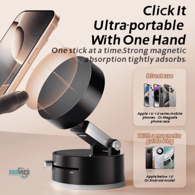 Magnetic Suction Phone Holder | 360° Foldable Adjustable Mobile Mount for Car, Desk, Kitchen & Office
