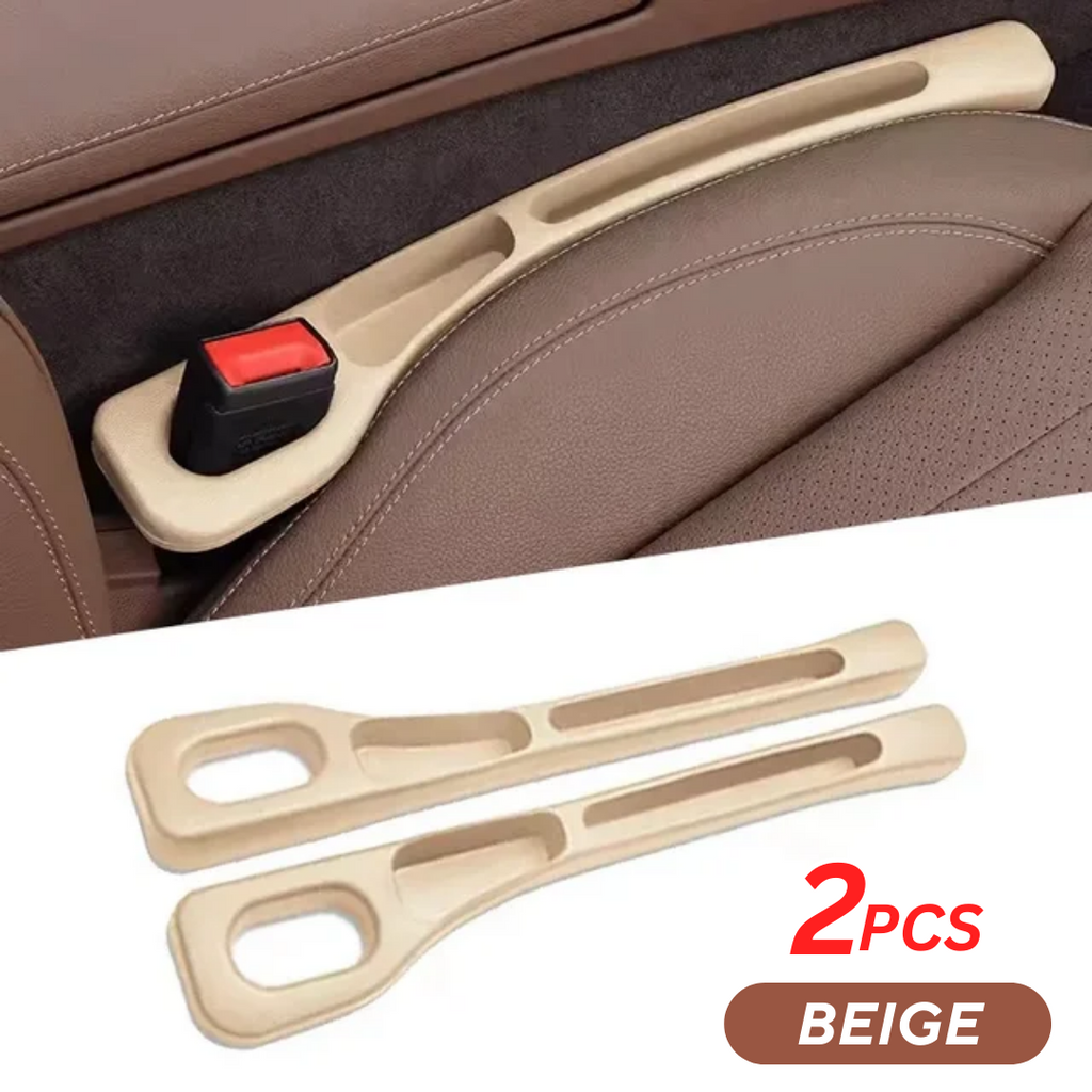 Universal Car Seat Gap Filler Organizer 2PCS | Seat Side Storage Box | Phone, Keys & Coins Holder | Beige