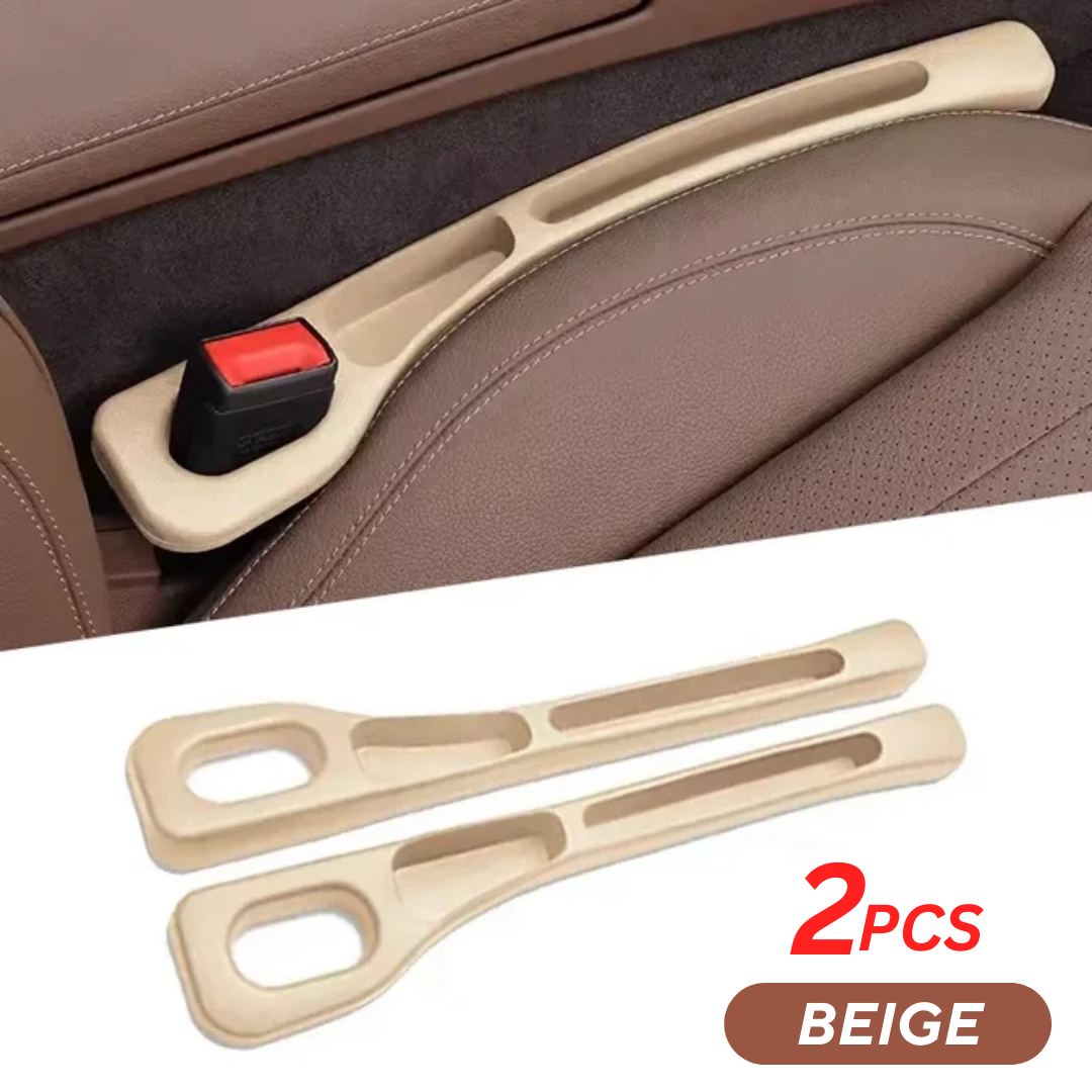 Universal Car Seat Gap Filler Organizer 2PCS | Seat Side Storage Box | Phone, Keys & Coins Holder | Beige