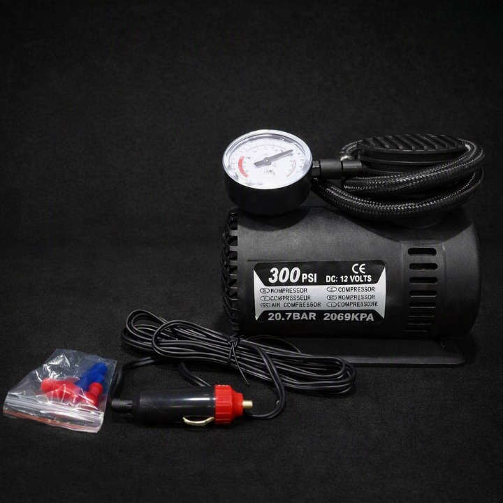 300 PSI 12V Car Tyre Inflator | Portable Air Compressor with Pressure Gauge | Emergency Vehicle Pump