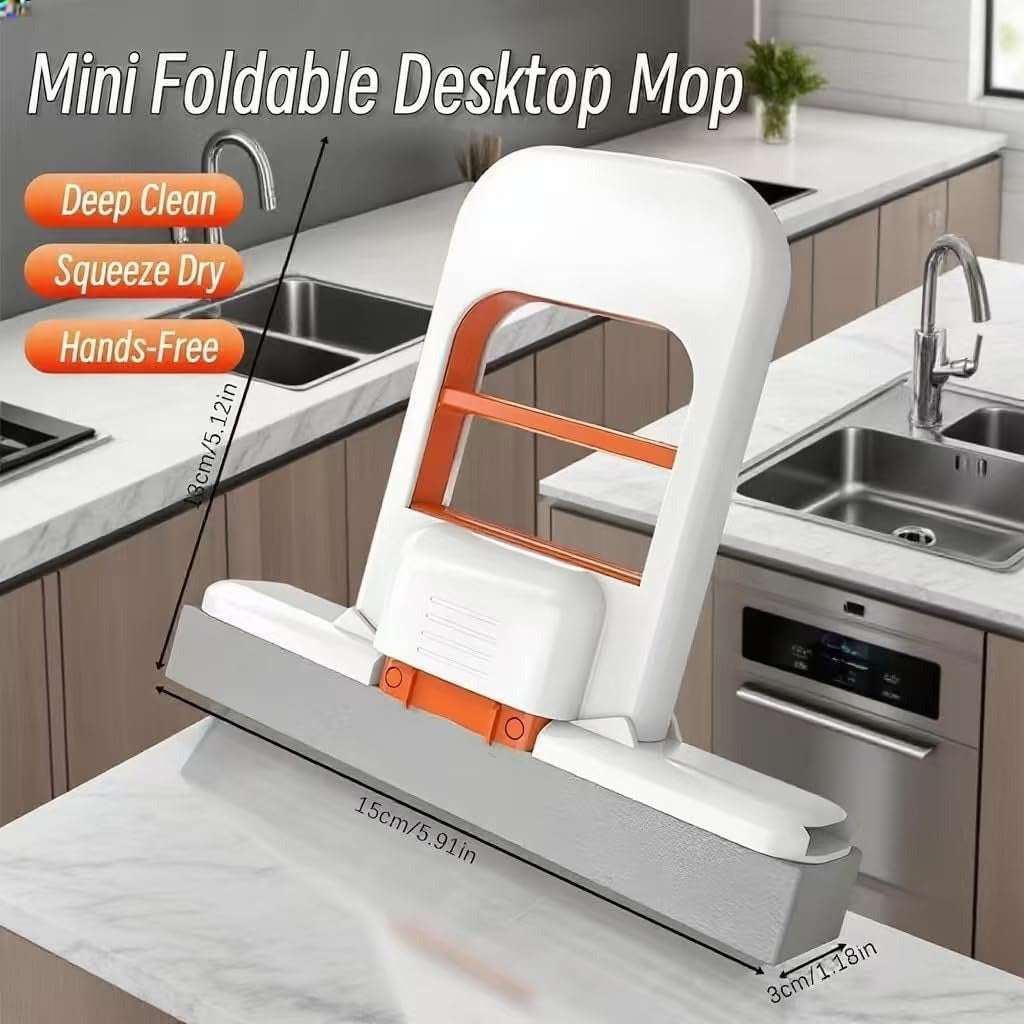 Mini Foldable Self-Squeezing Mop | Portable Wet & Dry Cleaning Mop | Kitchen, Bathroom & Car Cleaning Tool