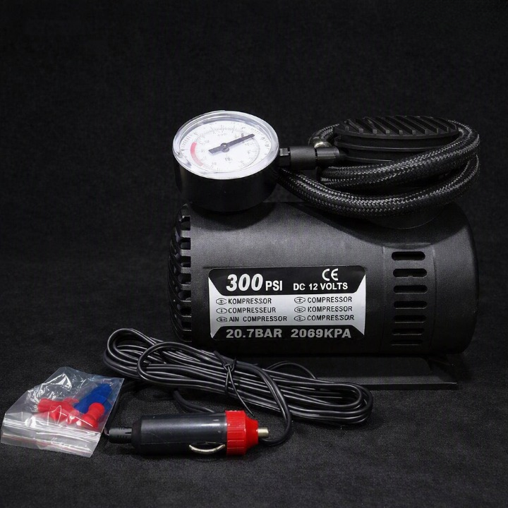 300 PSI 12V Car Tyre Inflator | Portable Air Compressor with Pressure Gauge | Emergency Vehicle Pump