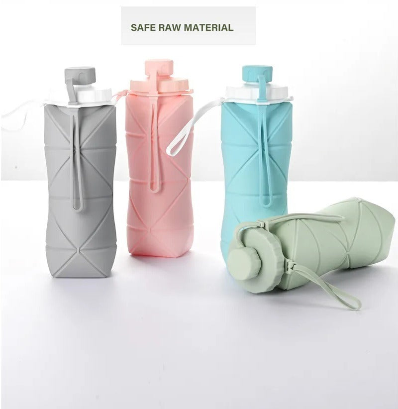 600ML Foldable Silicone Water Bottle – Portable & Reusable