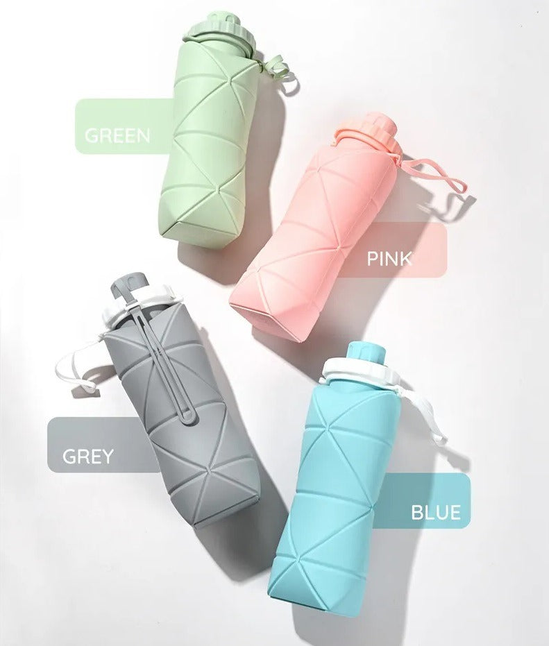 600ML Foldable Silicone Water Bottle – Portable & Reusable