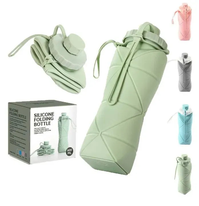600ML Foldable Silicone Water Bottle – Portable & Reusable