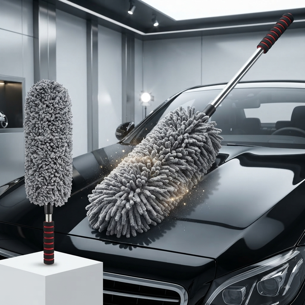 Premium Microfiber Car Duster | Extendable Handle | Scratch-Free Dust Cleaning Brush | Reusable Auto Duster