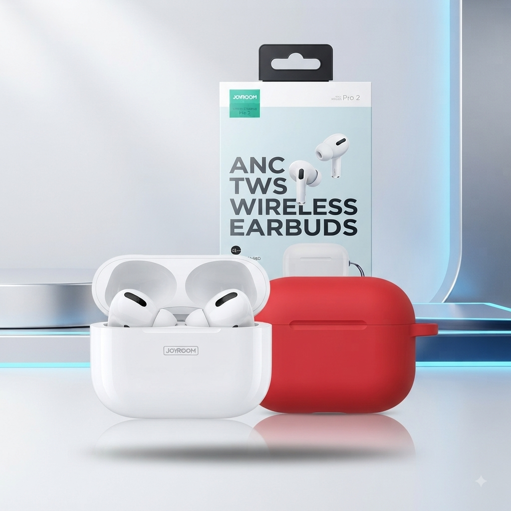 JOYROOM Pro 2 Wireless Earbuds | ANC Noise Cancellation | Premium Stereo Sound | Bluetooth TWS | Silicone Case Included