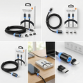 3-in-1 Magnetic Fast Charging Cable | Type-C, Lightning & Micro USB | 3A Nylon Braided LED Cable